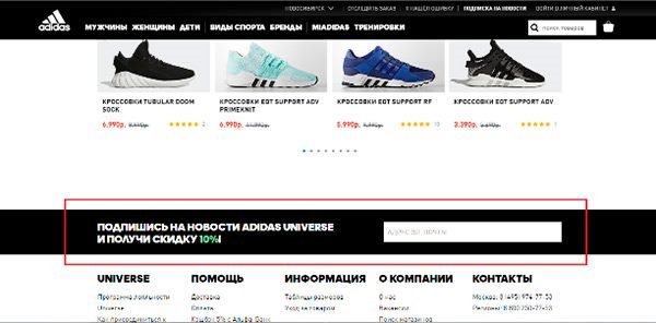 Привлекательная форма подписки