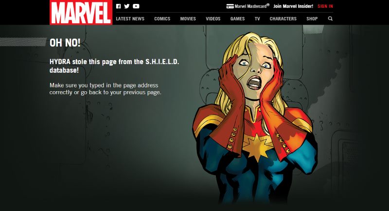 404 страница Marvel