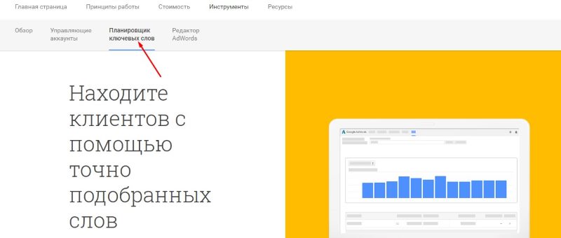 Планировщик ключевых слов Планировщик ключевых слов